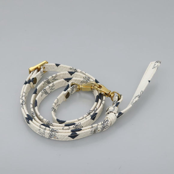 MCM Logogram Vicetos Hand Bag PVC Leather 2way White Gold Auth 121553