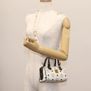 MCM Logogram Vicetos Hand Bag PVC Leather 2way White Gold Auth 121553-21