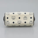 MCM Logogram Vicetos Hand Bag PVC Leather 2way White Gold Auth 121553-5