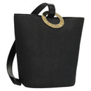 CELINE Shoulder Bag Canvas Black Gold Auth 121554-1
