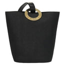 CELINE Shoulder Bag Canvas Black Gold Auth 121554-13