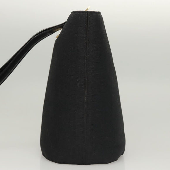 CELINE Shoulder Bag Canvas Black Gold Auth 121554