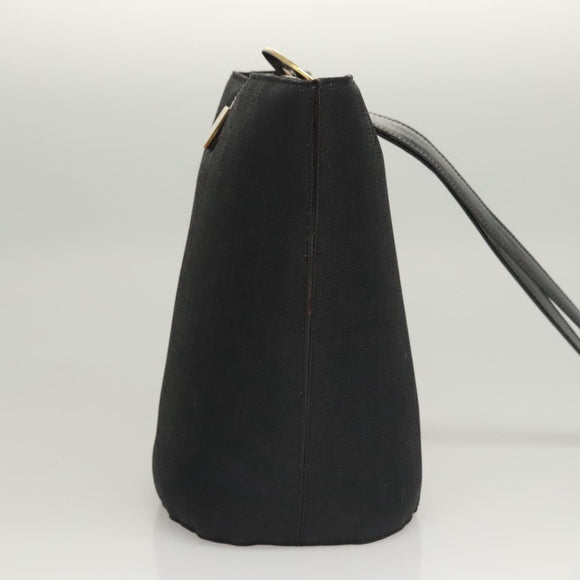 CELINE Shoulder Bag Canvas Black Gold Auth 121554