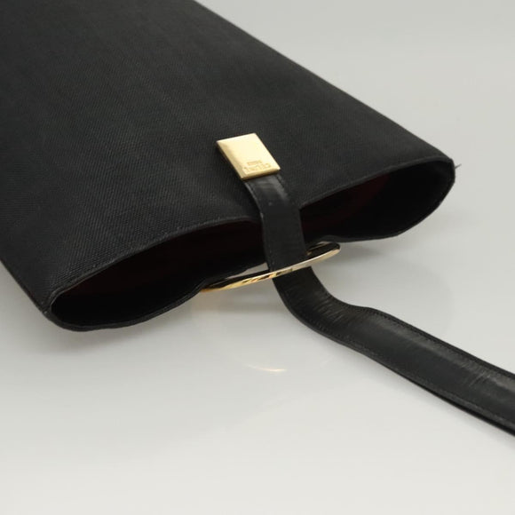 CELINE Shoulder Bag Canvas Black Gold Auth 121554