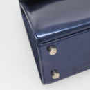 Salvatore Ferragamo Hand Bag Patent leather Blue Silver Auth 121557-14