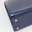 Salvatore Ferragamo Hand Bag Patent leather Blue Silver Auth 121557-16