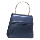 Salvatore Ferragamo Hand Bag Patent leather Blue Silver Auth 121557-1