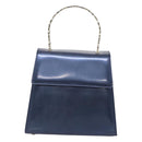 Salvatore Ferragamo Hand Bag Patent leather Blue Silver Auth 121557-13
