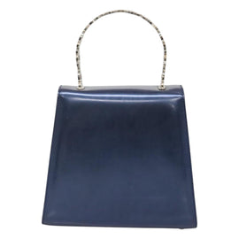 Salvatore Ferragamo Hand Bag Patent leather Blue Silver Auth 121557 - 0