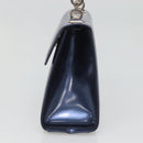Salvatore Ferragamo Hand Bag Patent leather Blue Silver Auth 121557-4