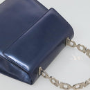 Salvatore Ferragamo Hand Bag Patent leather Blue Silver Auth 121557-6