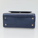 Salvatore Ferragamo Hand Bag Patent leather Blue Silver Auth 121557-5