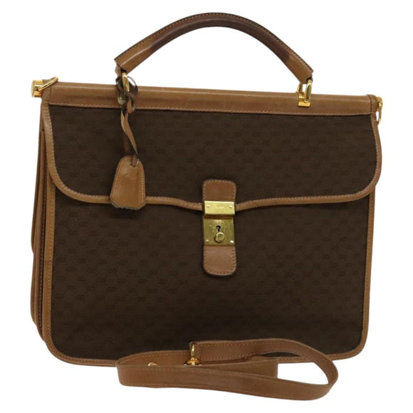 GUCCI Micro GG Canvas Hand Bag 2way Brown Gold Auth 121561