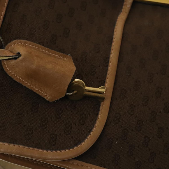 GUCCI Micro GG Canvas Hand Bag 2way Brown Gold Auth 121561