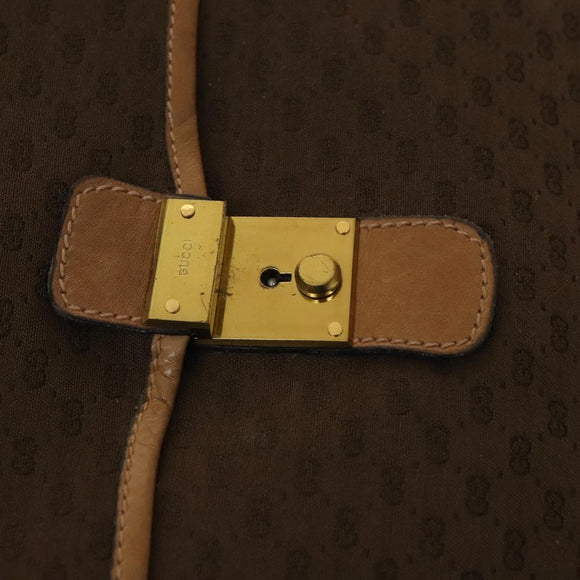 GUCCI Micro GG Canvas Hand Bag 2way Brown Gold Auth 121561