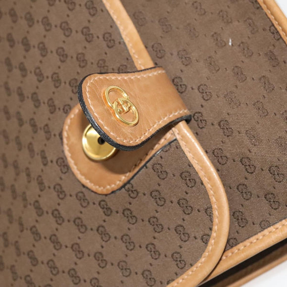 GUCCI Micro GG Canvas Hand Bag 2way Brown Gold Auth 121561