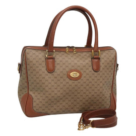 GUCCI Micro GG Supreme Hand Bag PVC 2way Beige Gold 002 25 0033 Auth 121562