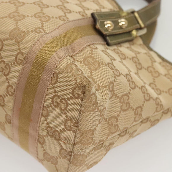 GUCCI GG Canvas Hand Bag Beige Gold 139261 Auth 121563