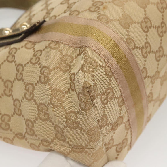 GUCCI GG Canvas Hand Bag Beige Gold 139261 Auth 121563