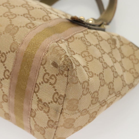GUCCI GG Canvas Hand Bag Beige Gold 139261 Auth 121563
