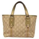 GUCCI GG Canvas Hand Bag Beige Gold 139261 Auth 121563-2