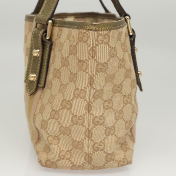 GUCCI GG Canvas Hand Bag Beige Gold 139261 Auth 121563
