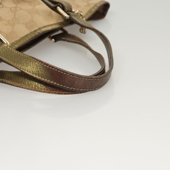 GUCCI GG Canvas Hand Bag Beige Gold 139261 Auth 121563