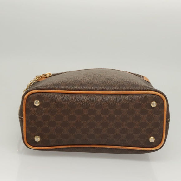 CELINE Macadam Canvas Shoulder Bag PVC Leather Brown Gold Auth 121564