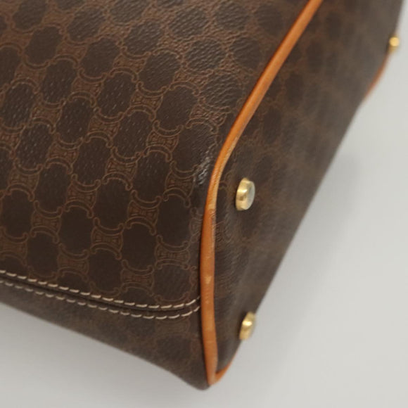 CELINE Macadam Canvas Shoulder Bag PVC Leather Brown Gold Auth 121564