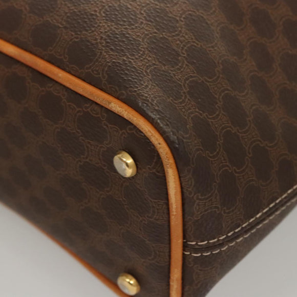 CELINE Macadam Canvas Shoulder Bag PVC Leather Brown Gold Auth 121564