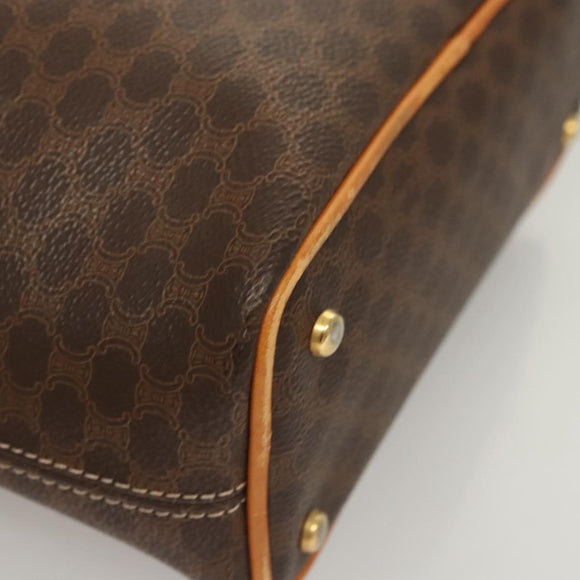 CELINE Macadam Canvas Shoulder Bag PVC Leather Brown Gold Auth 121564