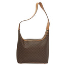 CELINE Macadam Canvas Shoulder Bag PVC Leather Brown Gold Auth 121564-2