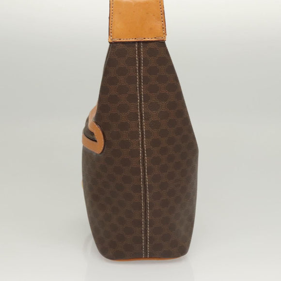 CELINE Macadam Canvas Shoulder Bag PVC Leather Brown Gold Auth 121564