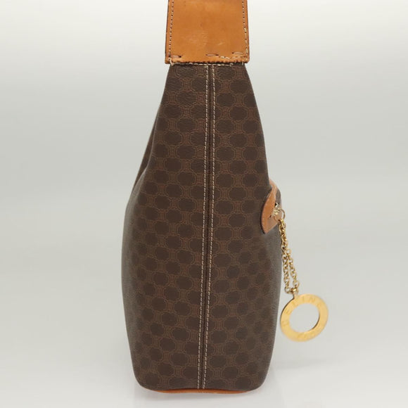 CELINE Macadam Canvas Shoulder Bag PVC Leather Brown Gold Auth 121564
