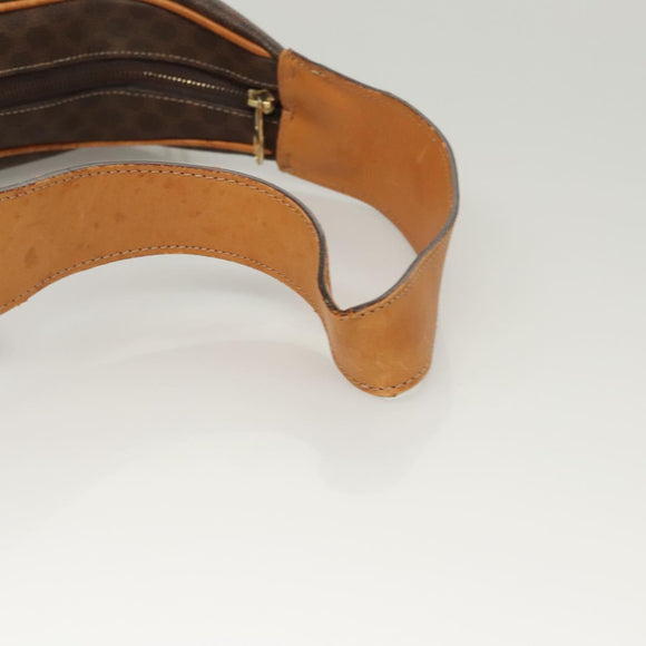 CELINE Macadam Canvas Shoulder Bag PVC Leather Brown Gold Auth 121564