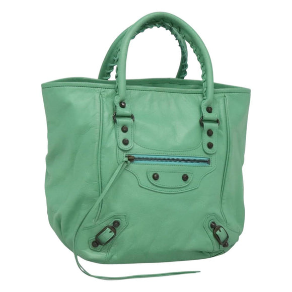 BALENCIAGA The Sunday Hand Bag Leather Peppermint 228755 Auth 121585