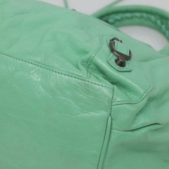 BALENCIAGA The Sunday Hand Bag Leather Peppermint 228755 Auth 121585
