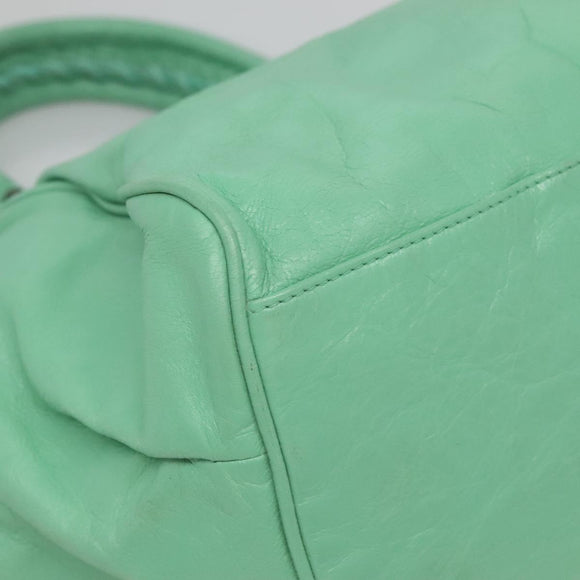 BALENCIAGA The Sunday Hand Bag Leather Peppermint 228755 Auth 121585