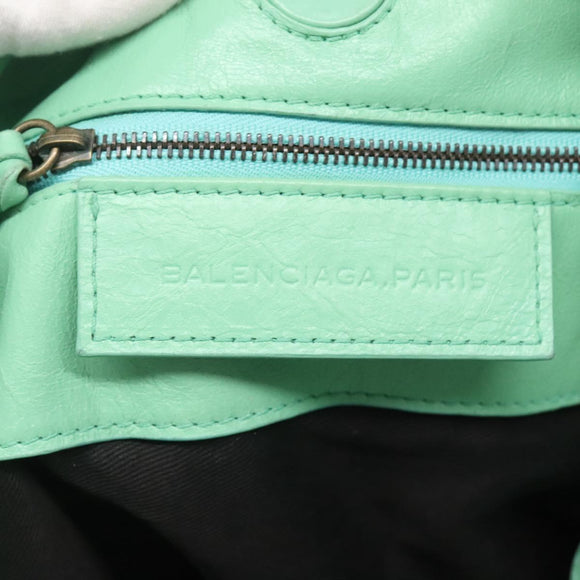 BALENCIAGA The Sunday Hand Bag Leather Peppermint 228755 Auth 121585