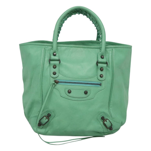 BALENCIAGA The Sunday Hand Bag Leather Peppermint 228755 Auth 121585