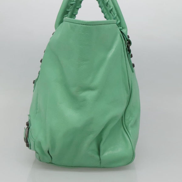BALENCIAGA The Sunday Hand Bag Leather Peppermint 228755 Auth 121585