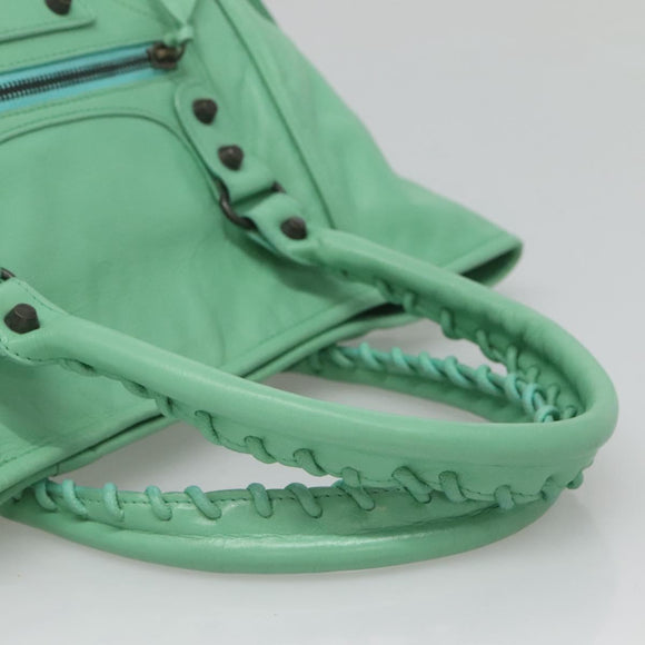 BALENCIAGA The Sunday Hand Bag Leather Peppermint 228755 Auth 121585