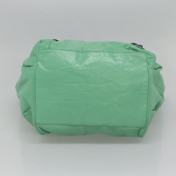 BALENCIAGA The Sunday Hand Bag Leather Peppermint 228755 Auth 121585