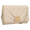 CELINE Shoulder Bag Leather Beige Gold Auth 121591-1
