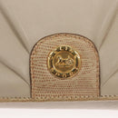 CELINE Shoulder Bag Leather Beige Gold Auth 121591-14