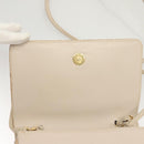 CELINE Shoulder Bag Leather Beige Gold Auth 121591-15