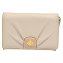 CELINE Shoulder Bag Leather Beige Gold Auth 121591-2