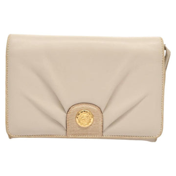 CELINE Shoulder Bag Leather Beige Gold Auth 121591 - 0