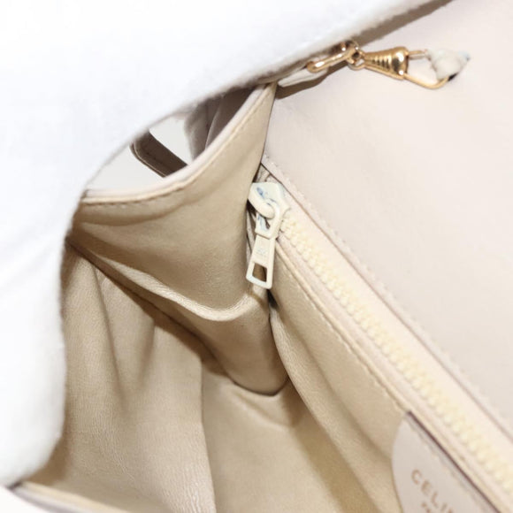 CELINE Shoulder Bag Leather Beige Gold Auth 121591
