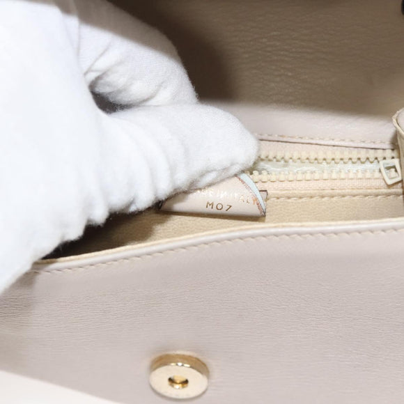 CELINE Shoulder Bag Leather Beige Gold Auth 121591